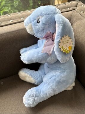 Plush Blue Bunny Stuffed Animal with Ribbon - Kids Toys Stuffed Animals rare
